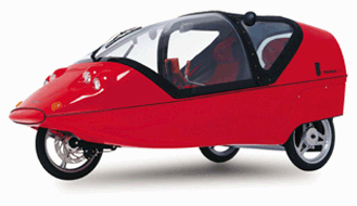 Picture of a red re-design TWIKE
